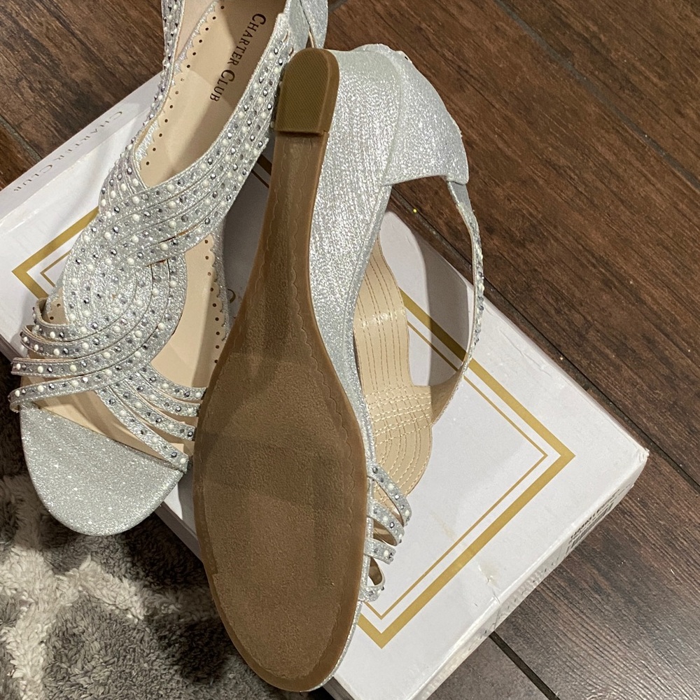 Charter Club Glittering Silver Heels - Picture 3 of 3